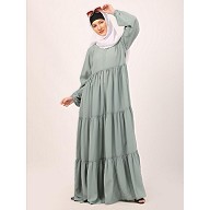 3 frilled design abaya-Sky Blue 3 frilled design abaya-Sky Blue